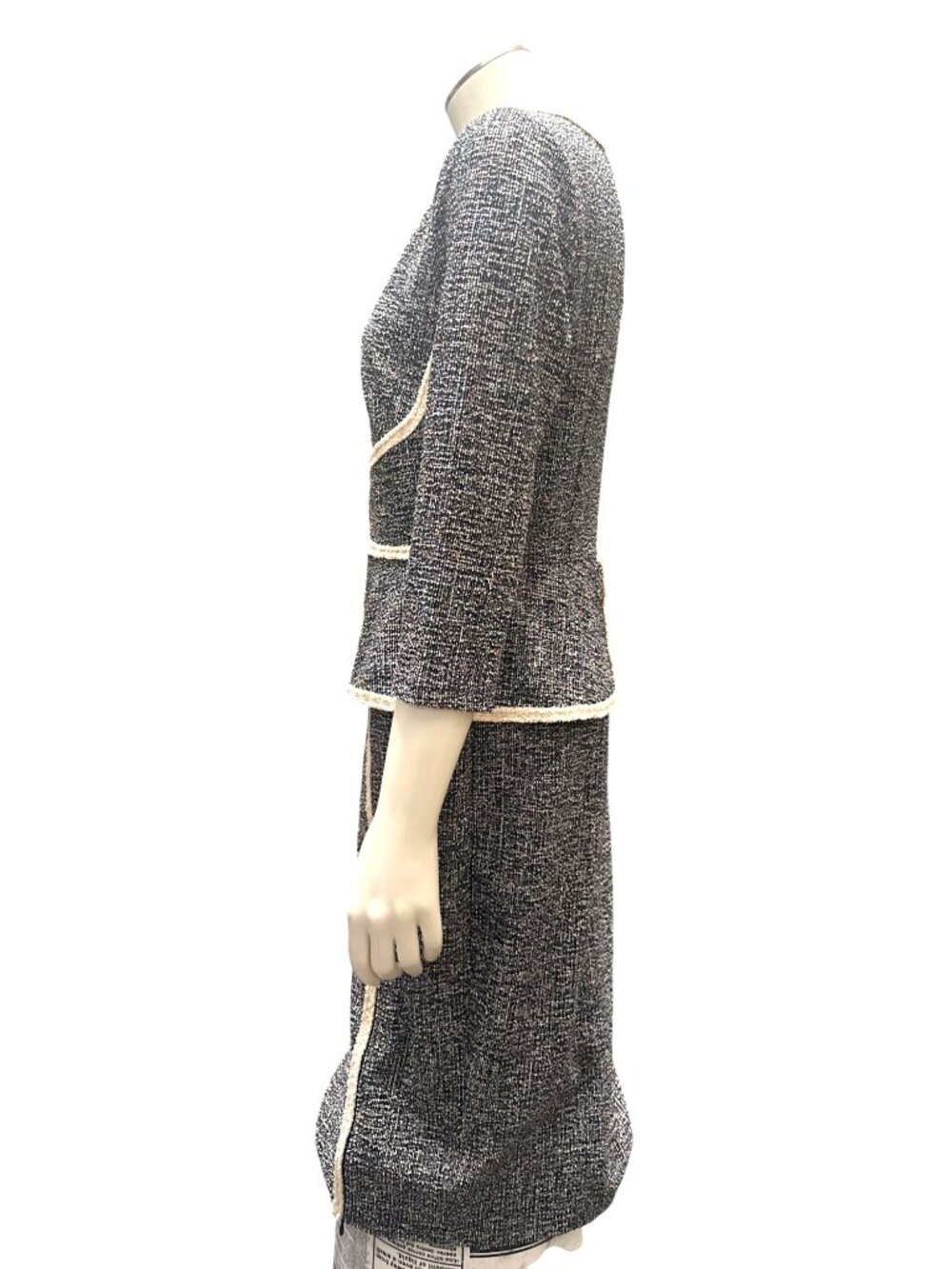 VFShow Size M Black White Tweed Peplum Dress Slim Fit Office City Chic Work Wear - Picture 3 of 16